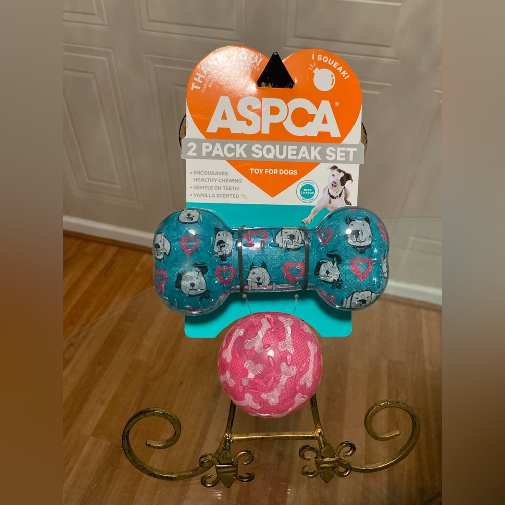 Aspca 2 Pack Squeak Set - Blue and Pink Dog Toys